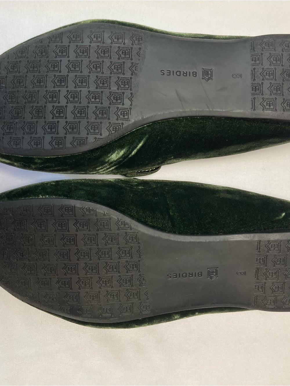 Birdies Olive Green Crushed Velvet Loafers Flats - Picture 6 of 6